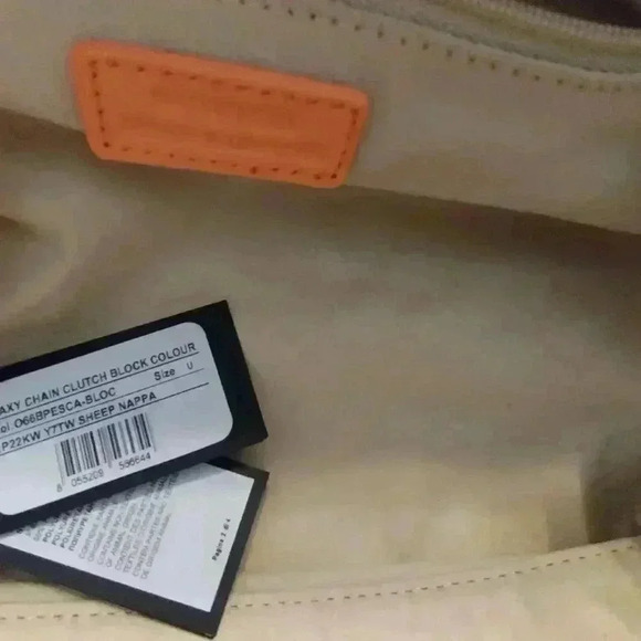 SALE PINKO Maxy Chain Clutch Block Colour Seep Nappa Apricot color RARE - Picture 8 of 10